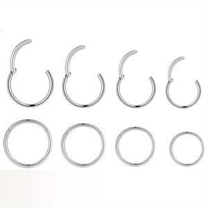 TEMU 8개 세트 수술용 316 스테인리스 스틸 힌지 클리커 세그먼트 코링 - 6mm, 8mm, 10mm, 12mm, 14mm, 16mm, 18mm, 20mm - 여성 및 남성용 펑키 스타일 바디 피어싱 귀걸이, 발렌타인데이 & 크리스마스 선물, 일상 착용, 사계절용, 코 피어싱 주얼리, 다용도 피어싱, 모던 피어싱, 내구성 있는 피어싱