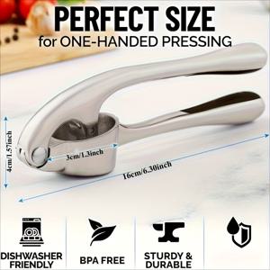 TEMU 1개 고급 마늘 압착기, 일체형 캐스트 디자인 수동 다지기 및 슬라이서 - 내구성 있는 주방 도구로 효율적인 분쇄/절단 가능, 쉽게 세척 가능, 소스와 피클링에 이상적 | 가정용 & 레스토랑 사용에 완벽