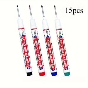 TEMU 15개입 긴잇대 마커 펜 | 유성 방수, 긴잇대 목공 펜, 빠른 건조, 고품질, 유리 공예, 모조 금속, 드로잉, 필기, 미술, 사무실 마킹 도구에 적합