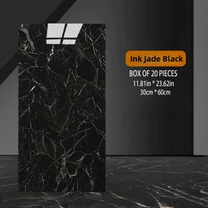 TEMU 20개 대리석 타일 스티커 - 자가 점착 비닐 벽지 스타일 데칼, 광택 마감, 간편한 필 앤 스틱, 방수 및 방유, 30cm x 60cm (11.81 23.62in) - 주방용