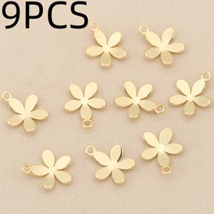 TEMU 9개 세트, 유럽 & 미국 스타일 - 우아한 구리 매끄러운 꽃 참 및 펜던트 DIY 주얼리 만들기용, 남녀공용 패션 액세서리 (목걸이, 귀걸이, 팔찌), 완벽한 크리스마스 선물, 핸드메이드 공예, 미니멀 디자인, 고급 장인 정신, 고품질 펜던트 세트, 공예 애호가를 위한