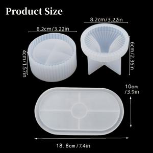 TEMU 레진 몰드 3종 세트 - 석고 보관함 몰드, 캔들 병 몰드, 트레이 몰드, DIY 홈 데코 콘크리트 몰드, 주얼리 캐스팅 용품 포함