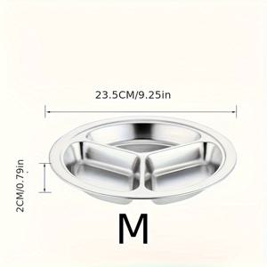 TEMU 스테인리스 스틸 분할식 디너 플레이트, 스테인리스 스틸 서빙 트레이, 3단 구획 설계, 파티·캠핑·주방용 스낵 접시, 고급 식사용