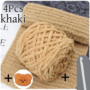 TEMU ZCRYVOO 셔닐 원사, 4개입, 380g, +한 마리 곰과 한 크로셰 후크, 부드럽고 매끄러운, 내구성이 뛰어난 수제 DIY 스카프, 스웨터, 핸드백, 담요, 가디건, 장갑 등 공예용품, 남자친구나 및 가족에게 선물로 좋습니다. 초보자에게 매우 적합한 직조용품