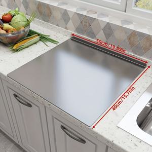 TEMU 스테인리스 스틸 도마 - 내구성 강화, 미끄럼 방지, 쉽게 세척 가능 (고기, 과일, 채소, 빵 요리에 적합) - 크리스마스, 할로윈, 부활절, 추수감사절에 이상적인 주방 필수품