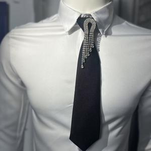 TEMU 여성용 조절 가능한 라인스톤 액세서리, 우아한 넥타이