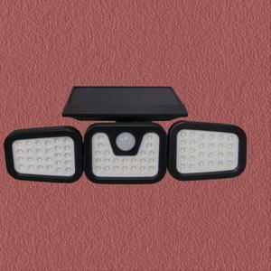 TEMU 3구 회전형 LED 벽 조명 | 무선 태양광 센서등, 광각 조명, IP44, 안전한 LED 실외 모션 센서등, 지능형 조명 제어, 반매립형 플라스틱 벽 조명