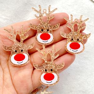 TEMU 5/12개 아크릴 크리스마스 사슴 머리 펜던트 - 빨간 코와 뿔이 있는 컬러풀 만화 디자인, DIY 주얼리 만들기, 공예 및 휴일 장식용 1홀 걸이, 축제 공예 재료|만화 사슴 디자인|아크릴 펜던트, 크리스마스 장식, 크리스마스에 가장 적합