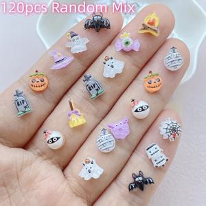 TEMU 120개 혼합 미니 할로윈 레진 참 - 호러 캐릭터, 호박 모자, 박쥐 & 거미, DIY 주얼리 만들기, 키체인, 폰 펜던트, 가방 장식용, 네일 아트, 가족과 친구를 위한 완벽한 선물