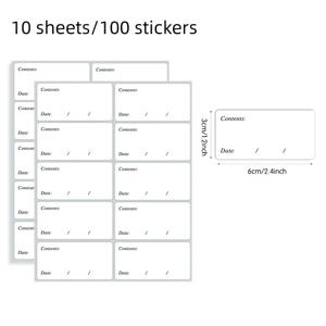 TEMU 100개 방수 탈착식 냉동고 라벨 - 잔여물 없는 화이트 접착 노트, 주방 정리 및 터치리스 종이 재료에 이상적, 명확한 가시성 라벨 | 내구성 있는 스티커