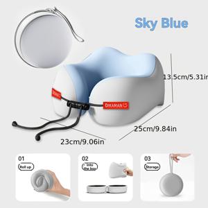 TEMU 에르고노믹 U자형 목베개 (수납 가방 포함) - 여행, 낮잠, 사무실용 편안한 머리와 목 지지, 슬로우 리바운드 메모리폼, 세탁 가능 커버, 가벼운 여행 동반자