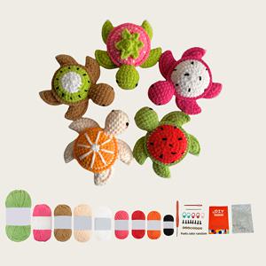 TEMU 5마리의 귀여운 과일 거북이 코바늘 뜨개질 키트, 단계별 비디오 튜토리얼로 성인 공예 애호가를 위한 완벽한 선물, 열쇠 및 백팩을 위한 사랑스러운 장식 장식품