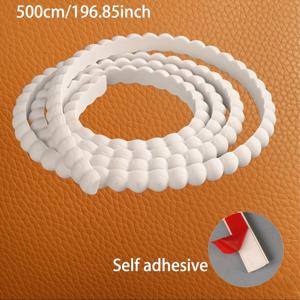 TEMU 1롤 (5m/196.85인치) 자체 접착 PVC 비즈 트림 - 벗겨내기 쉬운 벽지 테두리, 흰색 내구성 있는 폴리염화비닐 몰딩, 캐비닛, 벽, 바닥, 천장용 - 쉬운 DIY 설치, 페인트 가능 & 유연한 장식 스트립, 구형 비즈 디자인, 홈 데코, 벽, 가구 가장자리에 적합 (1롤 = 또는 1m 길이) - 현대적 & 전통적 사용에 이상적