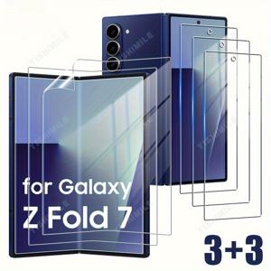 TEMU [SAMIDANN] 3+3 3pcs 유연한 TPU 필름 + 3 강화 유리 스크린 보호기, 갤럭시 Z Fold 7 호환, 스크래치 방지 무기포 HD 클리어, 휴대폰 스크린 보호기, 스마트폰 디스플레이 커버, 무기포 적용, 스크래치 방지 층, 내충격 소재, 부드러운 터치 표면, 강화 유리 보호기, 멀티팩 보호기, 모바일 기기 관리, 가젯 보호기