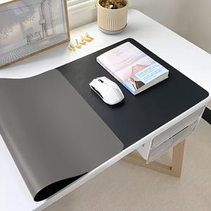 TEMU 1개 대형 방수 인조 가죽 데스크 보호 매트 - 마우스 패드 & 키보드 매트, 사무실/게임용/홈 사용에 적합, 블랙, 스타일리시한 책상 커버 | 내구성 있는 데스크탑 액세서리, 대형 마우스패드, 데스크 액세서리, 게이밍 설정, 작업 공간 액세서리|키보드커버