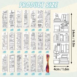 TEMU 40개 빈 종이 북마크 - 독서, 저널링 및 교실 정리용 20가지 생동감 있는 디자인, 내구성 있는 공예 기술, 책 애호가를 위한 완벽한 선물, 교실 정리 용품 | 생생한 북마크 | 내구성 있는 공예 기술, 독서용 북마크, 책 나무 장식, 학교 용품, 수채화