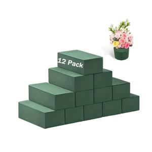 TEMU 12개의 고밀도 녹색 직사각형 꽃 폼 블록, 크기 4.33인치 x 2.95인치 x 1.57인치, 쉽게 모양으로 자를 수 있음, 데이 꽃과 건조된 꽃에 적합, DIY 공예, 수제 재료, 결혼식 장식 및 파티 장식, 인공 꽃용 플로랄폼/오아시스, 꽃 장식 액세서리, 플로리스톱 용품, 플로리스트리 액세서리