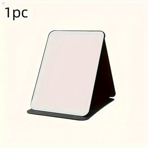 TEMU 1개 휴대용 접이식 메이크업 미러 - 테이블탑 화장대 거울, 해양 테마, 브러시드 블랙 인조 프레임, 컴팩트 여행 및 사용, 비전기 무향 플라스틱/유리 같은 표면, 가벼운 접이식 디자인 (1