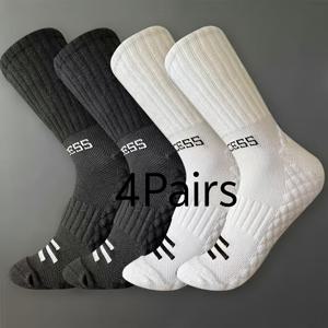 TEMU 4켤레 검정/흰색 스포츠 양말, 버블 바닥, 남녀 공용 통기성 미드 카프 양말, 골프, 런닝, 농구, 축구, 테니스, 피트니스, 캐주얼, 야외 활동에 적합|운동화