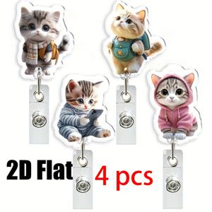 TEMU [2D 플랫] 4개 세트 창의적인 배지 릴 리트랙터블, 가벼운 네임 배지 클립 벨트 클립 포함, 간호사, 직원, 의사, RN, CNA에 이상적인 장난스러운 배지 디자인 | 내구성 있는 배지 홀더, 2D 플랫