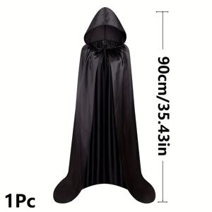 TEMU 1개 우아한 블랙 후드 케이프 - 원단, 깃털 없음, 할로윈, 코스프레 및 테마 파티에 완벽함 | 뱀파이어, 마법사 및 신비한 의상에 이상적, 할로윈 코스튬 액세서리 | 신비한 복장 | 내구성 있는 코스튬 조각, 할로윈 코스튬 액세서리