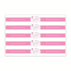 TEMU 50개 세트 핸드메이드 러브 베이킹 스티커 - 자체 접착 케이크 & 컵케이크 라벨, 핸드페인팅 느낌의 핑크 테두리, 불규칙한 모양, DIY 포장, 선물 포장, 초콜릿용 (플라스틱/금속 표면 호환)