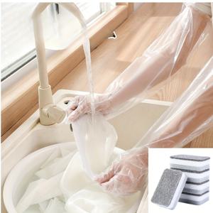 TEMU 20개 일회용 가정용 엑스트라 롱 커프 팔 보호 장갑 + 1개 설거지 스펀지, 일회용 방오 장갑, 설거지 장갑, 청소, 요리, 케이터링 장갑에 적합, 가정 및 레스토랑 사용에 적합, 헤어 염색 장갑, 청소 용품, 가정용 가제트, 크리스마스 용품, 요리 장갑, 레스토랑 용품, 다기능 장갑, 쉬운 청소를 위한 일회용