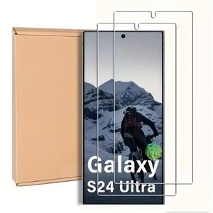 TEMU 갤럭시 S24 울트라용 2개입, 사운드웨이브 기술 지문 잠금, 9H HD 스크래치 방지 방지 지문 강화 유리 보호필름, 고화질 선명도,스크래치 방지 필름,내구성 있는 유리,방지 스크래치 필름,기술 애호가,가제트 보호대
