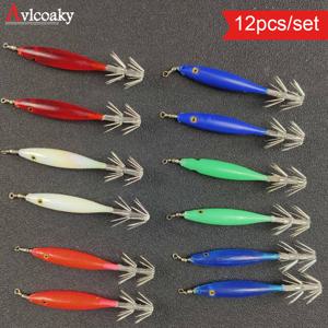 TEMU 12개 AVLCOAK 생생한 미니 오징어 루어 미끼 - 발광 새우 & 오징어 바늘 낚시 미끼, 후크 팁 포함, 다색 (빨강, 파랑, 초록, 분홍, 흰색) 해수/담수 바다 낚시, 참치, 고등어, 송어용