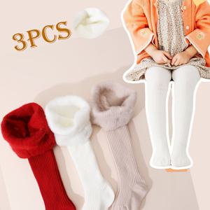 TEMU 3팩 여아용 두꺼운 기모 안감 레깅스 - 포근한 겨울 따뜻함, 부드럽고 신축성 있는 원단, 단색, 반바지 & 스커트에 완벽, 캐주얼 웨어, 가을/겨울에 적합, |귀여운 스타일 레깅스|신축성 있는 원단 레깅스, 여아용 레깅스, 야외용