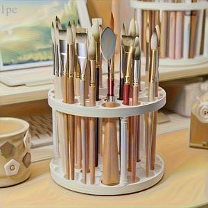 TEMU 1개 새로운 360° 회전 페인트 브러쉬 보관함 - 튼튼한 PVC, 분리 가능, 다기능 & 편리한 사무실, 미술 브러쉬, 펜 & 메이크업 도구 정리함, 발렌타인데이, 국경일, 크리스마스 및 생일 선물로 완벽, 수납, 정리박스, 공간박스, 투명수납정리함, 플라스틱 정리함, 수납바구니