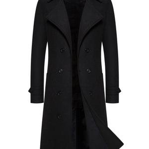 TEMU 남성용 우아한 롱 코트 - 더블 브레스트 버튼 프론트, 구조적인 라펠 칼라, 세탁기 사용 가능, 포멀 & 비즈니스 캐주얼 아우터 - 포멀 이벤트, 사무실, 캐주얼 복장용 솔리드 컬러 겨울 코트 - 클래식 남성용 재킷, 오피스 웨어, 남성 자켓, , 후드집업, 남성 겨울 자켓, 가을옷, 자켓 남성