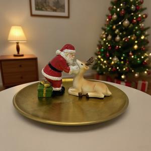 TEMU 크리스마스 장식 산타클로스와 순록 레진 스태츄 보관 트레이, 선물과 과일 배치에 적합, 크리스마스 파티 홈 데코, 데스크탑 디스플레이, 매력적인 크리스마스 장식, 가족을 위한 완벽한 크리스마스 선물, 휴일 파티 장식,선물 보관 트레이,장식용 레진 아트,현대적인 휴일 장식,내구성 있는 레진 소재,상세한 조각,크리스마스 센터피스,가족 휴가 선물