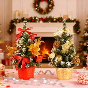 TEMU 고급스러운 크리스마스 트리 조화 식물 세트 - 선물 장식, 조립 불필요, 간편한 관리, 축제 분위기 연출, 실내 및 실외 사용에 적합, 침실, 거실, 식탁, 호텔 파티 장식에 완벽
