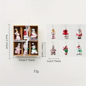 TEMU 6개 크리스마스 장식 산타 눈사람 새 크리스마스 트리 펜던트 창의적인 작은 펜던트 크리스마스 선물, 장식, 축제 장식품, 축제 펜던트, 스타일, 가벼운 장식품, 내구성 좋은 플라스틱, 걸이 장식