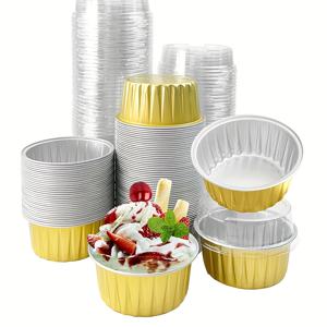 TEMU 100개 소 테마 케이크 컵 뚜껑 포함 - 일회용 알루미늄 포일 라이너, 하트 모양 & 원형 컵 뚜껑, 머핀, 컵케이크, 푸딩, 케이크 용품, 케이크 베이킹 용품, 케이크 , 케이크 베이킹 용품 | 재미있는 디자인