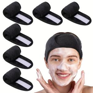 TEMU 6pcs 여성용 스파 페이셜 헤어밴드 - 조절 가능한 재사용 플란넬 헤드랩, 세안, 샤워, 요가, 메이크업용 - 부드러운 헤어 & 민감성 베이지, 화이트/베이지/ (6색) - 수술 후 & 민감한 두피 케어