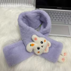 TEMU 20251개 귀여운 토끼 스카프 - 부드럽고 따뜻한 겨울 모자 스타일 칼라, 100% 손세탁 가능, 신축성 없는 토끼 귀 & 꼬리 디자인, 방풍 방한 액세서리