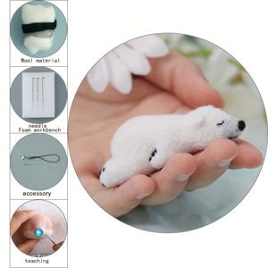 TEMU 초보자 Starers를위한 1 세트 양모 바늘 Felting 키트, DIY 예술 공예, DIY 재료 패키지, 친구 가족을위한 수제 펜던트 선물을위한 북극곰 바늘 Felting 키트