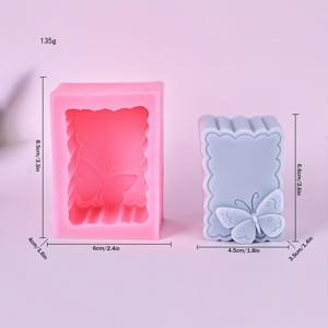 TEMU INS 스퀘어 더블 홀 꽃과 나비 비누 몰드 문 플라워 DIY 하프 릴리 플랫 핸드메이드 비누 몰드