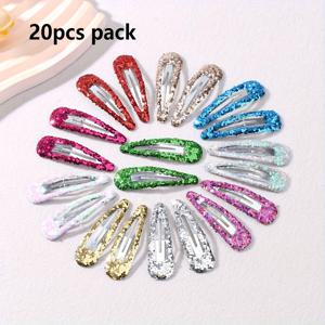 TEMU 20개/60개 글리터 베이직 헤어 클립 바레트, 여성용 캐주얼 학교 파티 데코, 헤어 스타일링 액세서리 휴일 선물 사진 소품