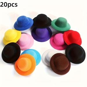 TEMU 다양한 색상의 미니 펠트 모자 20개 세트 - DIY 공예, 보석 만들기, 의상 액세서리 및 액션 피규어 의상에 적합한 작은 슬라우치 모자