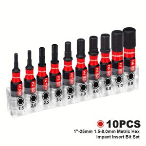 TEMU GEINXURN 10/20/21pcs 미터법 육각 임팩트 인서트 비트 세트, S2 강철, 1