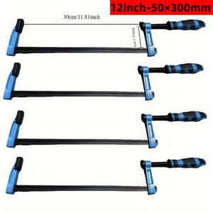 TEMU 4pcs 블루 그립 F 클램프 - 금속, 퀵 목재 클립, 6인치 - 50x150mm, 12인치 - 50x300mm, 24인치 - 80x600mm, 건설, 가구 조립 및 더 이상 이상적인 건설 클램프 | 조절 가능한 클램프 | 금속 건설