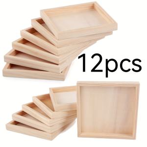 TEMU 20/12개 미완성 나무 공예 트레이, 다목적 디스플레이 플랫폼, DIY 페인팅, 염색, 3D 퍼즐 및 미술 프로젝트용