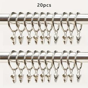 TEMU /40개 실버 커튼 링 클립 포함, 내경 1.26인치의 금속 커튼 클립, 욕실 커튼 액세서리, 거실 홈 데코용 후크가 달린 걸이 링, 강한 지지력, 튼튼하고 내구성 있음