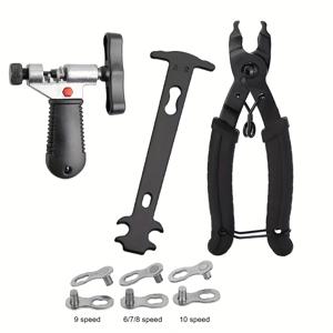 TEMU 올인원 자전거 체인 도구 세트 - 체인 커터, 오프너, 플라이어 & 마모 표시기 포함 - 헤비듀티 자전거 수리 키트 (핸들, 퀵릴리스 메커니즘, 튼튼한 케이스) - 8/10/12/14/16 스피드 체인 호환 (자전거 유지보수) - 블랙 컬러, 멀티툴, 체인 버클 플라이어 & 정밀 조절을 위한 스피드 조절 메커니즘 포함