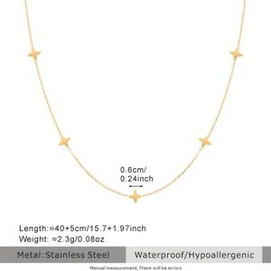 TEMU 2025 가을 겨울 우아한 심플 5행운의 사슬형 이중레이어 여성용 칼라본 목걸이, 정교한 5행운과 십자가 별펜던트, 18K 금도금 스테인리스강 수술피부에 적합한 데이 선물