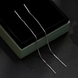 TEMU 민감한 귀를 위한 저자극성 스털링 실버 이어 쓰레드 귀걸이, 긴 매달린 태슬 드롭 귀걸이, 슬림 박스 체인 여성용 주얼리 선물 - 보호 웨딩 브라이덜 파티 일상 레이어드 스태커블 가벼운 이어 스트링