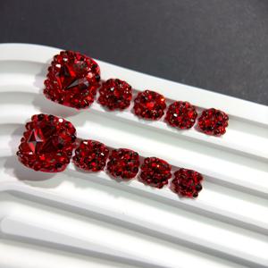 TEMU 10개 대형 레드 풀 라인스톤 반짝이는 화려한 프레스온 인조 손톱 - 봄 여름 파티 생일 선물용